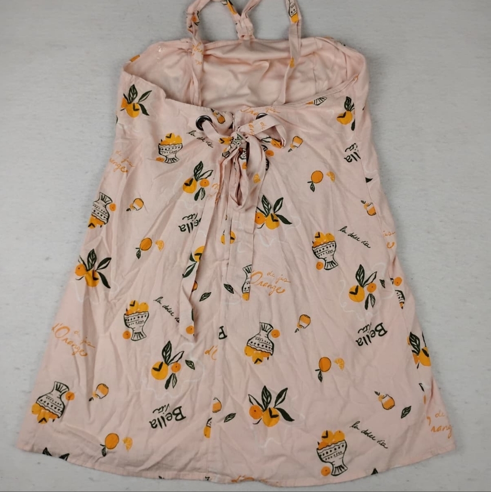 NWT Wild Fable Blush Pink Halter Dress with Orange Print Size XL - Picture 3 of 6